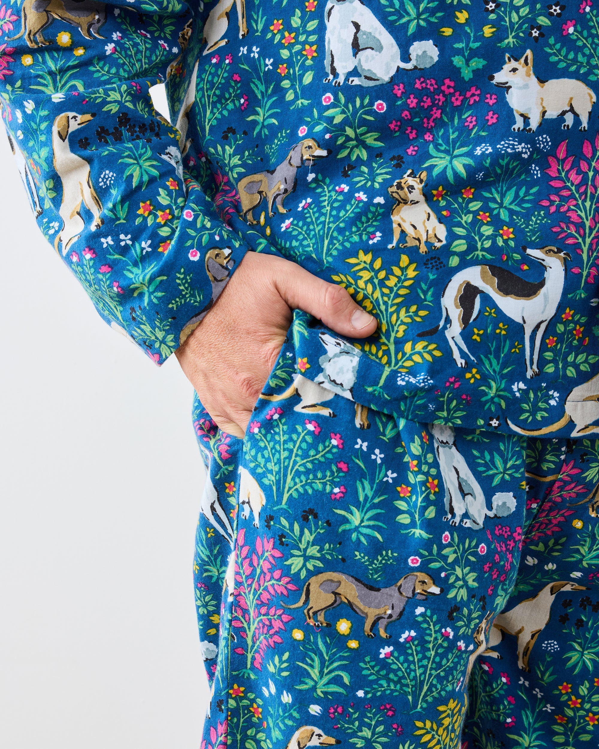 Must Love Dogs - Men's Lightweight Flannel Long PJ Set - Indigo